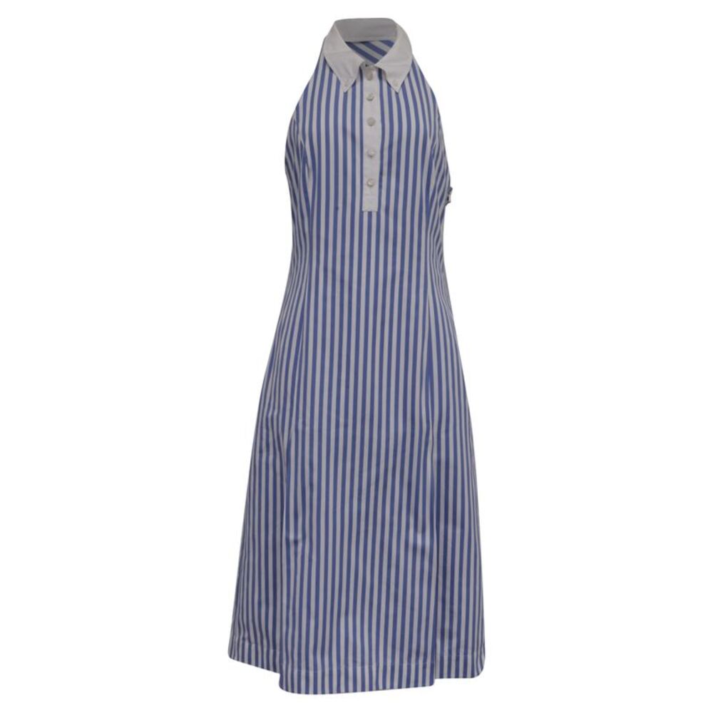 Thom Browne Awning Stripe Halter Polo Dress in Light Blue Cotton